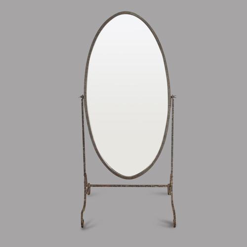 Early 20th Century Ribbed Metal Cheval Mirror (1 of 3) Early 20th Century Ribbed Metal Cheval Mirror (1 of 3)
