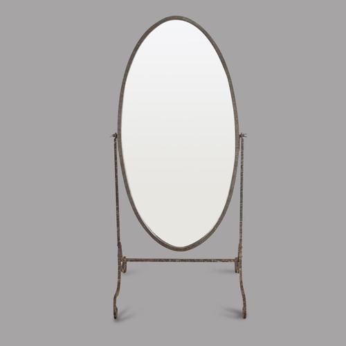 Early 20th Century Ribbed Metal Cheval Mirror (1 of 3)