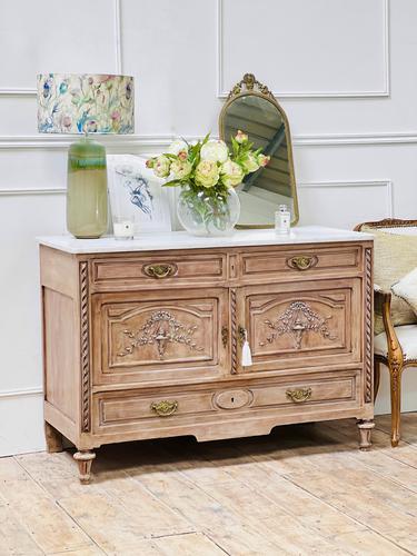 French Antique Raw Wood Sideboard / Washstand / Cupboard with Marble (1 of 9) French Antique Raw Wood Sideboard / Washstand / Cupboard with Marble (1 of 9)