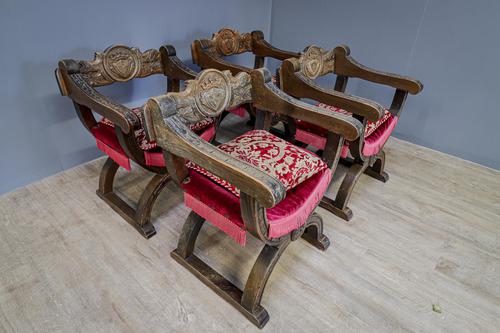 Four 20th Century Cross Frame Armchairs (1 of 8) Four 20th Century Cross Frame Armchairs (1 of 8)
