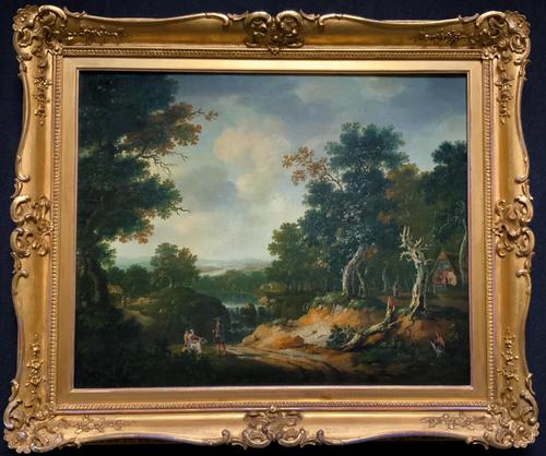 Exceptional Large 1700s Old Master Giltwood Landscape Oil on Canvas Painting (1 of 17)