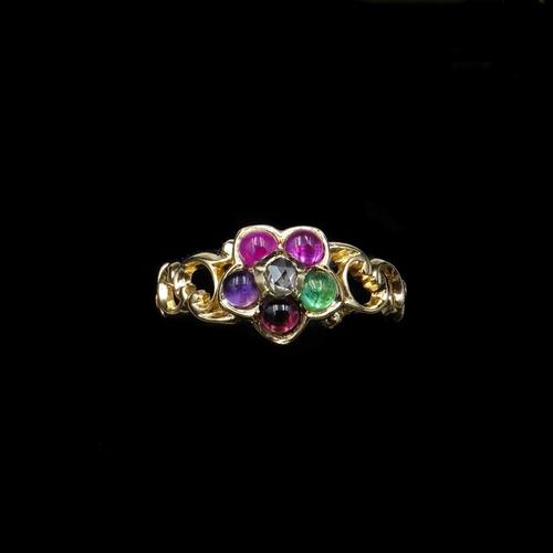 Antique REGARD Acrostic Multi Gemstone Cluster 18ct Gold Ring (1 of 9) Antique REGARD Acrostic Multi Gemstone Cluster 18ct Gold Ring (1 of 9)