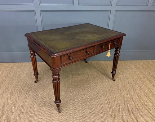 Victorian Mahogany 2 Drawer Reeded Leg Writing Table (1 of 15)