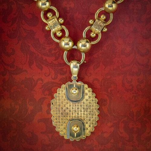 Antique Victorian Locket Collar Necklace Sterling Silver 18ct Gold Gilt Dated 1881 (1 of 11)