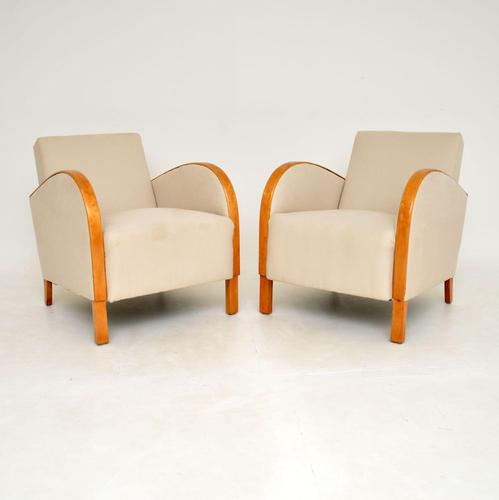 Pair of Swedish Art Deco Satin Birch Armchairs (1 of 6) Pair of Swedish Art Deco Satin Birch Armchairs (1 of 6)