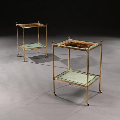 Pair of Mid 20th Century Two-Tier Brass Etageres by Mallett (1 of 6) Pair of Mid 20th Century Two-Tier Brass Etageres by Mallett (1 of 6)