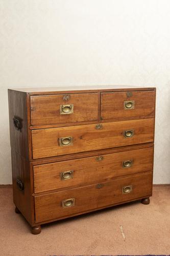 Solid Teak Military Style Chest in Two Sections (1 of 11)
