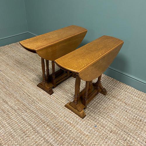 Unusual Pair of Edwardian Oak Drop Leaf Antique Sofa Tables (1 of 7)