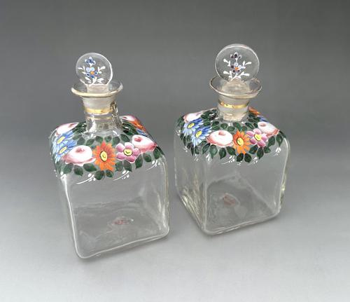 Gorgeous Pair of Perfume / Cologne Bottles with Enamelled Decoration (1 of 6)