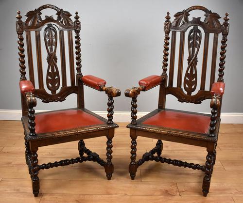 Pair of 1910 Oak Barley Twist Armchairs (1 of 15) Pair of 1910 Oak Barley Twist Armchairs (1 of 15)