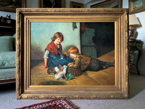 Huge Stunning 20thc Oil Portrait Painting Of 2 Children Playing In A Barn (1 of 12) Huge Stunning 20thc Oil Portrait Painting Of 2 Children Playing In A Barn (1 of 12)