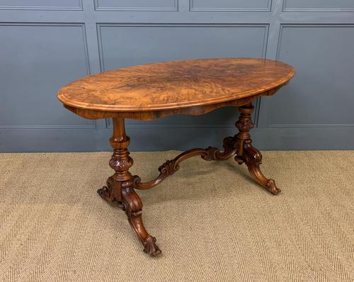 Victorian Burr Walnut Stretcher Table (1 of 13)