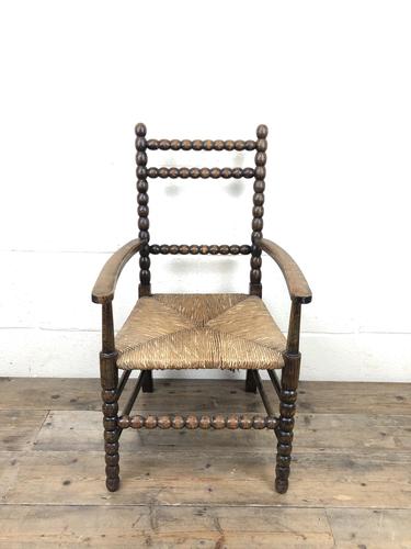 Antique Child’s Bobbin Chair with Rush Seat (1 of 10)