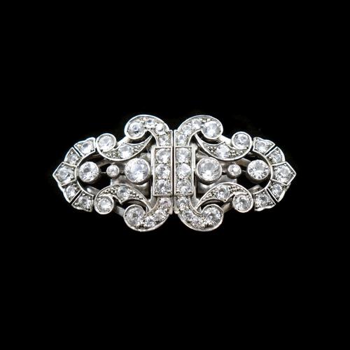 Art Deco Paste Sterling Silver Detachable Dress Clips & Brooch (1 of 9)