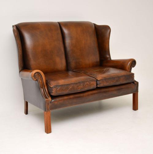 Georgian Style  Leather Wing Back Sofa c.1960 (1 of 12)