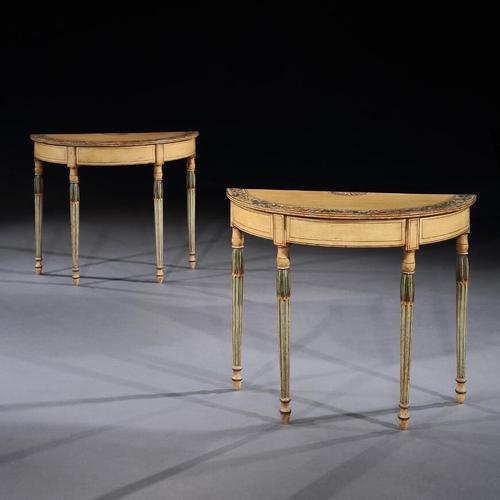 Fine Pair of Georgian Painted Demi-Lune Pier Tables (1 of 10) Fine Pair of Georgian Painted Demi-Lune Pier Tables (1 of 10)