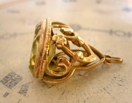 Antique Pocket Watch Chain Fob 1910 Art Nouveau Big Rose Gilt & Green Stone Fob (1 of 9) Antique Pocket Watch Chain Fob 1910 Art Nouveau Big Rose Gilt & Green Stone Fob (1 of 9)