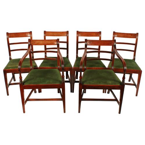 Six Georgian Brass Inlaid Chairs (1 of 8) Six Georgian Brass Inlaid Chairs (1 of 8)