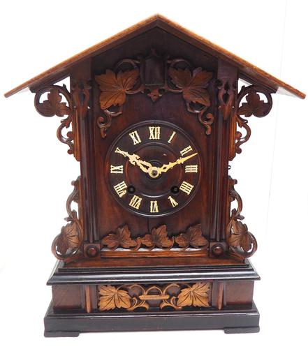 Rare Fusee Cuckoo Mantel Clock – German Black Forest Carved Bracket Clock (1 of 10) Rare Fusee Cuckoo Mantel Clock – German Black Forest Carved Bracket Clock (1 of 10)