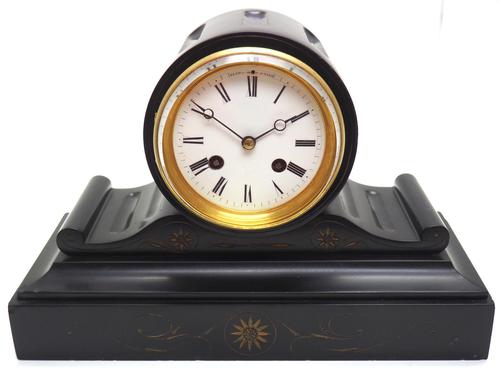 Drum Head Slate Mantel Clock – Gilt Marble 8-day Striking Mantle Clock (1 of 11)