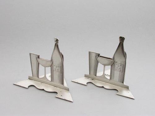 Pair of Edwardian Silver Cocktail Menu Holders by Goldsmiths & Silversmiths, London, 1905 (1 of 10)