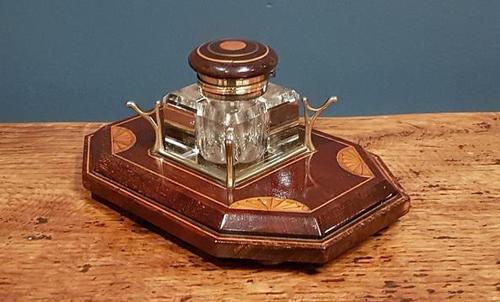 Antique Sheraton Inlaid Mahogany Pen & Ink Stand (1 of 4)