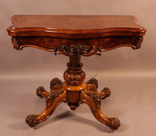 Victorian Burr Walnut Card Table (1 of 7)