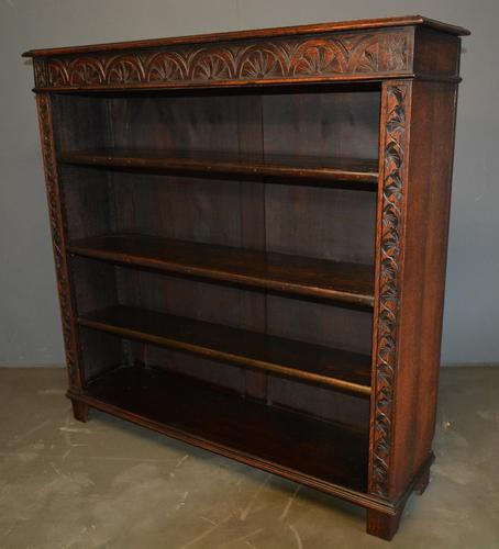 Victorian Carved Oak Open Bookcase (1 of 3)