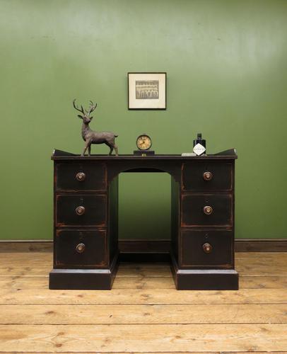 Black Painted Writing Desk with Drawers, Gothic Shabby Chic (1 of 15)