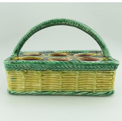 Attractive Novelty Majolica Pottery Eggery / Egg Stand Basket 19th Century (1 of 5)