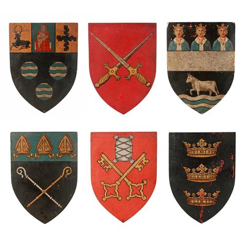 Six Edwardian Heraldic Shield Plaques (1 of 8) Six Edwardian Heraldic Shield Plaques (1 of 8)