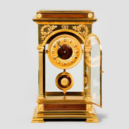 Rectangular Four Glass Ormolu Mantel Clock, Signed Blanpain (1 of 6)