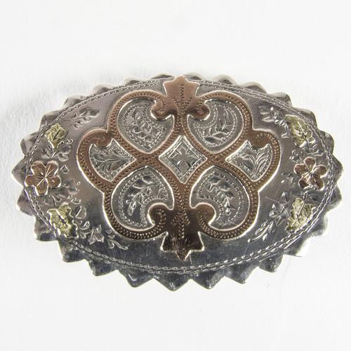 Victorian Silver & Gold Brooch 1889 (1 of 4)