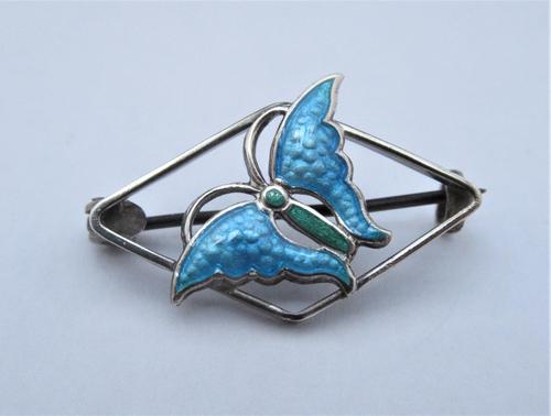 Charles Horner, Silver & Enamel Butterfly Brooch c 1910 (1 of 3)