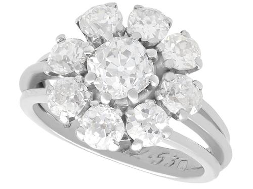 3.05 ct Diamond and Palladium Cluster Ring - Antique and Vintage (1 of 9) 3.05 ct Diamond and Palladium Cluster Ring - Antique and Vintage (1 of 9)