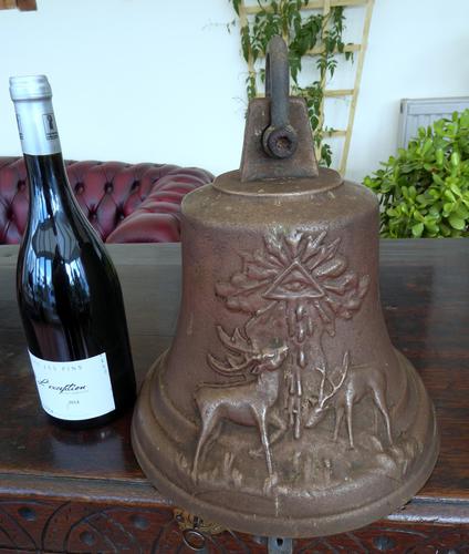Bronze School / Church Bell with Embossed Stags (1 of 5) Bronze School / Church Bell with Embossed Stags (1 of 5)