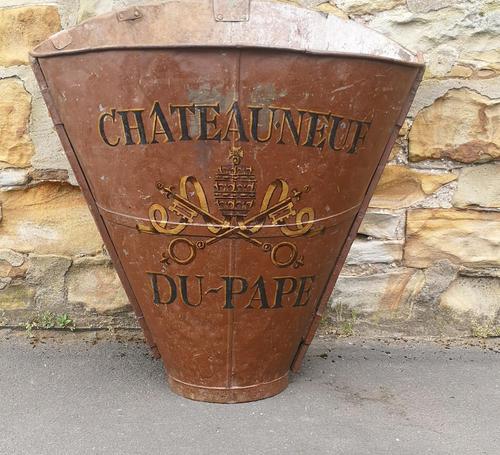 Chateauneuf Du Pape French Galvanised Metal Grape Pickers Hod / Bucket (1 of 6)