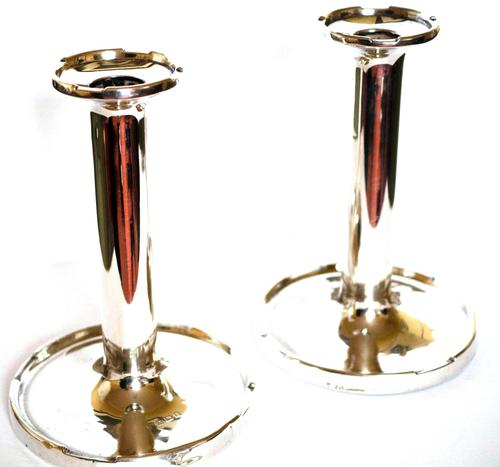 Pair of George V Silver Candlesticks with Crenelated Rims (1 of 4)