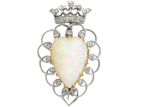5.95ct Opal & 0.35ct Diamond, Platinum Brooch - Antique Victorian (1 of 9) 5.95ct Opal & 0.35ct Diamond, Platinum Brooch - Antique Victorian (1 of 9)