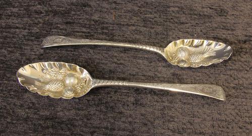 Antique Pair of Silver Berry Spoons (1 of 10)