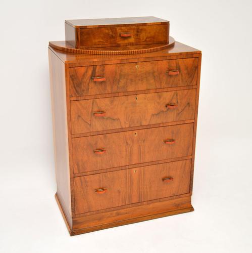 Art Deco Figured Walnut Chest of Drawers (1 of 12)