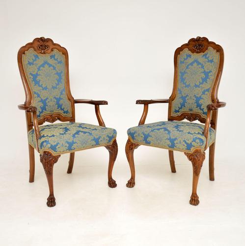 Pair of Antique Walnut Carver Armchairs (1 of 12) Pair of Antique Walnut Carver Armchairs (1 of 12)