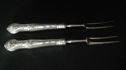 Pair of Antique Victorian Silver Serving Forks - 1873 (1 of 8)