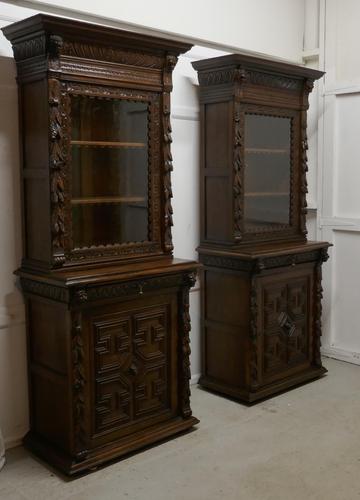 Pair of French Carved Gothic Oak Bookcases (1 of 12)