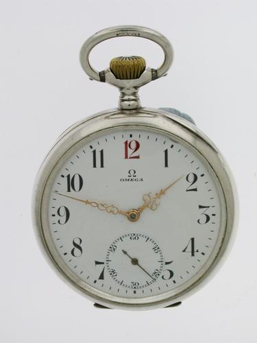 Silver 0.800 Omega Open Face Pocket Watch Swiss 1900 (1 of 7)