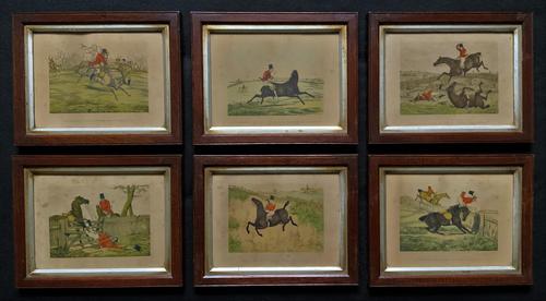 Set of Six 19thc Oak framed Humorous Coloured Sporting Hunting Engraving's (1 of 14) Set of Six 19thc Oak framed Humorous Coloured Sporting Hunting Engraving's (1 of 14)