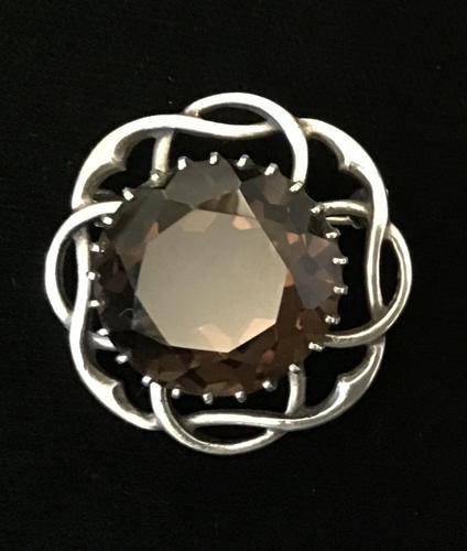 Silver Celtic Design Smokey Quartz Brooch (1 of 3)