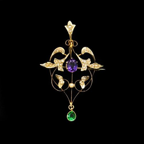 Antique Edwardian Amethyst and Pearl Lavalier 9ct 9K Gold Pendant and Brooch (1 of 10) Antique Edwardian Amethyst and Pearl Lavalier 9ct 9K Gold Pendant and Brooch (1 of 10)