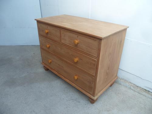 Victorian Antique Pine 4 Drawer Heavy Chest of Drawers to Wax / Paint (1 of 9)