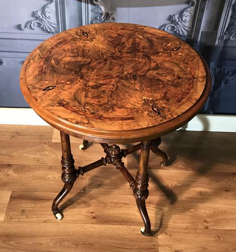 Victorian Burr Walnut & Marquetry Occasional Table (1 of 10)